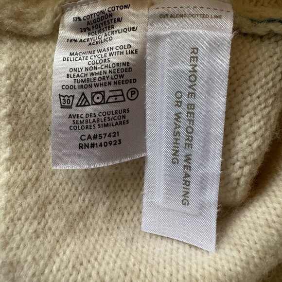 LOFT floral ivory teal cotton blend mock neck pullover sweater women's small - Picture 15 of 16